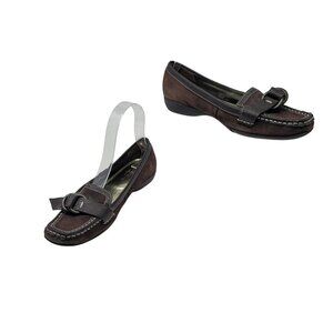 Nickels Soft Dandie Womens Brown Suede Loafers Sz 6 Buckle Retro‎ Twee Comfort